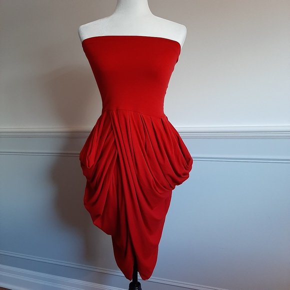 Maternity Friendly Red Convertible Jersey Dress - Picture 1 of 3